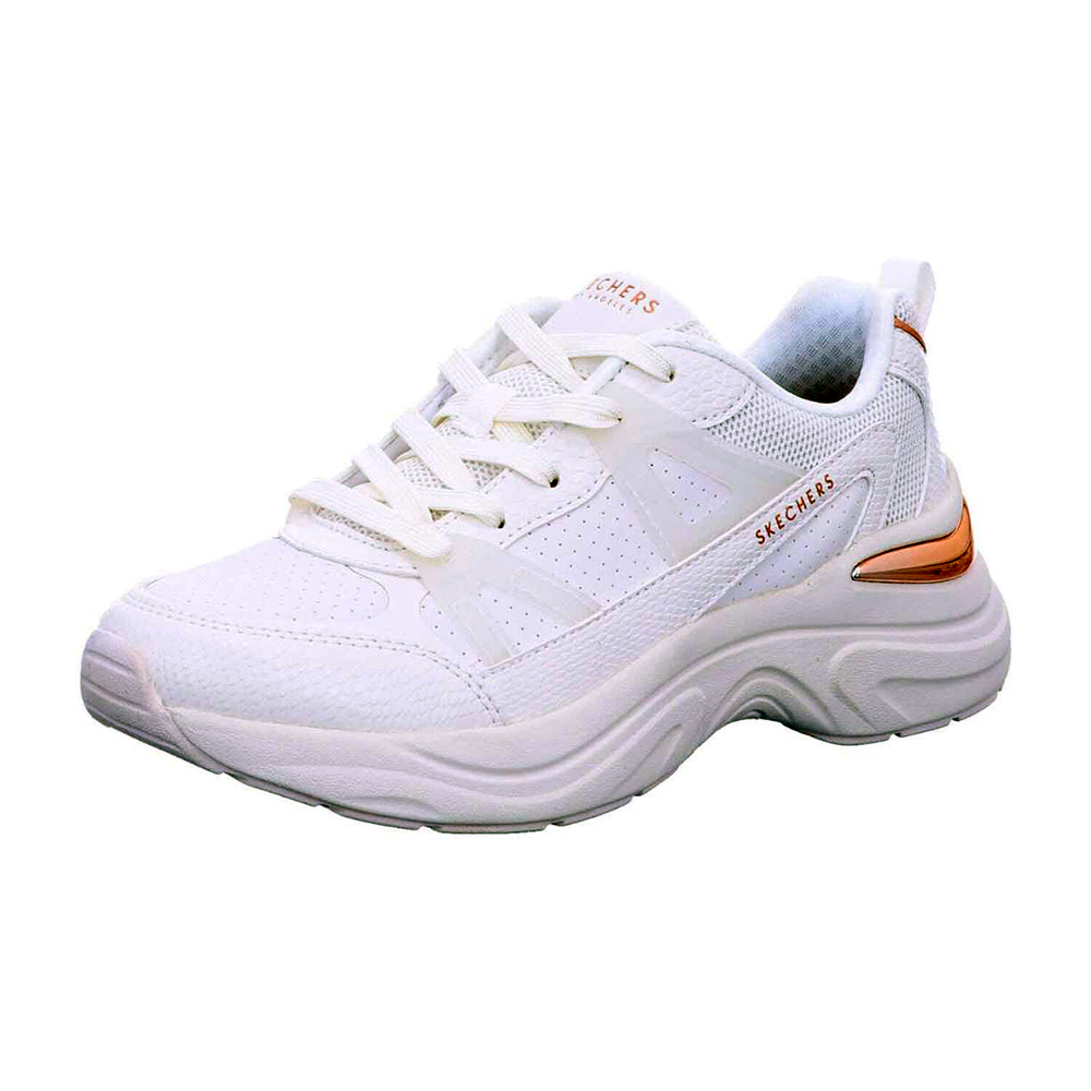 SKECHERS Snake Trimmed Perforated Durleather Lace Up Fashion Sneaker 177576-WHT